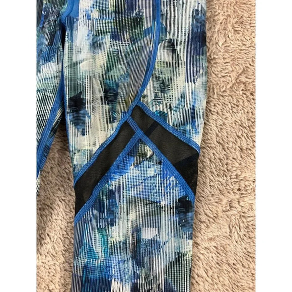Lululemon On Pace Crop "21" Sun Dazed Multi Blue Mesh Inserts Side Pockets Sz 2 - Picture 15 of 16